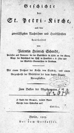 Geschichte der St. Petri-Kirche : aus den zuverlässigsten Nachrichten und Handschriften