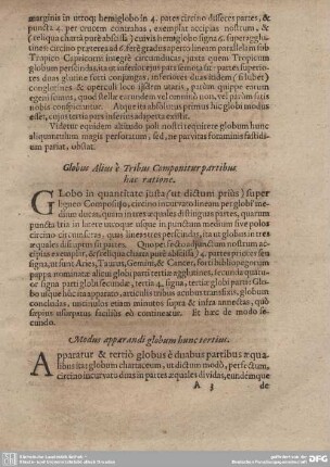 Modus apparandi globum hunc tertius.