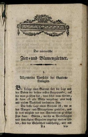 1. Allgemeine Vorsicht bei Garten-Anlagen. - 50. Von der Fortpflanzung der Kassia.