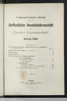 46.1899/1900: Bericht über die Öffentliche Handelslehranstalt der Dresdner Kaufmannschaft