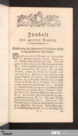 Inhalt des zweyten Bandes.