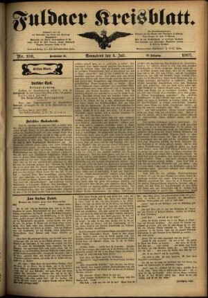 Erste Ausgabe vom Samstag, den 06. Juli 1907.
