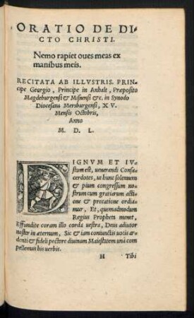 Oratio De Dicto Christi. Nemo rapiet oues meas ex manibus meis.
