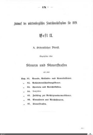 Staatshaushaltsplan 1929, Heft 9