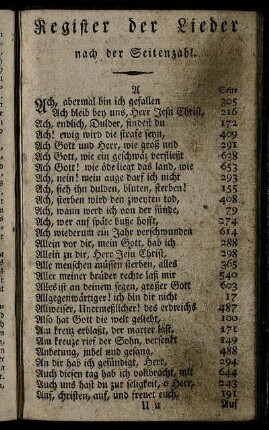 Register der Lieder nach der Seitenzahl