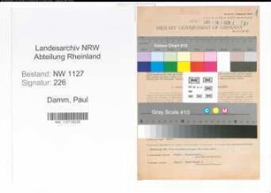 Entnazifizierung Paul Damm , geb. 02.09.1894 (Vermessungsinspektor)