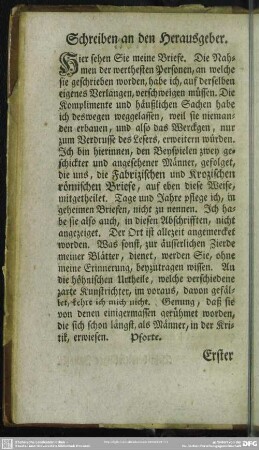 Schreiben an den Herausgeber