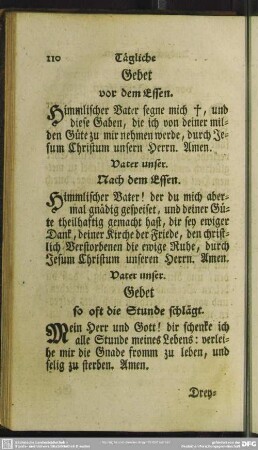 Gebet vor dem Essen