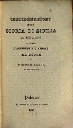 Considerazioni sulla storia di Sicilia : 1532 - 1789