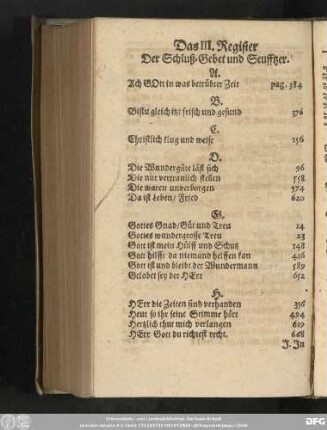 Das III. Register Der Schluß-Gebet und Seufftzer.
