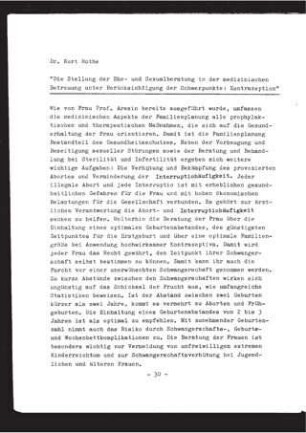 Die Stellung der Ehe- und Sexualberatung in der medizinischen Betreuung unter Berücksichtigung der Schwerpunkte Kontrazeption