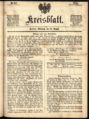 Ausgabe vom Mittwoch, den 23. August 1871.