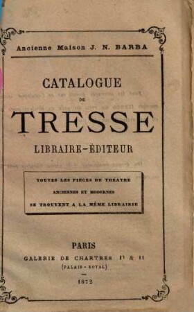 Catalogue de Tresse libraire-éditeur