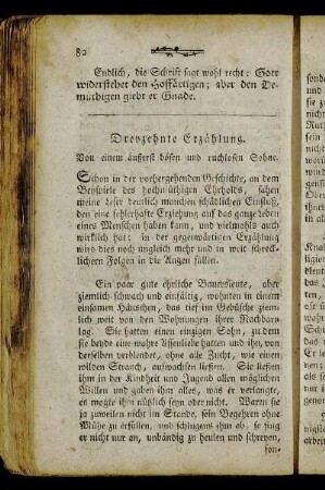 Dreyzehnte Erzählung. Von einem äußerst bösen und ruchlosen Sohne.