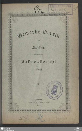 1890/91(1892): Jahresbericht des Gewerbevereins zu Zwickau