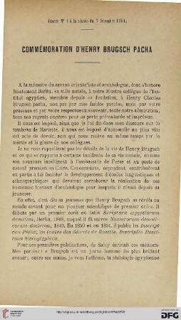 3.Ser. 5.1894: Commémoration d'Henry Brugsch Pacha