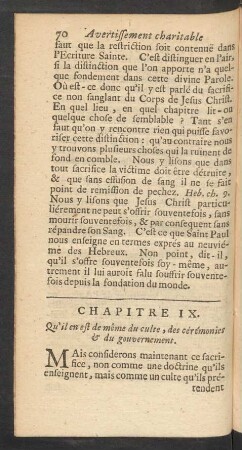 Chapitre IX. Qu'il en est de même du culte, des cérémonies & de gouvernement