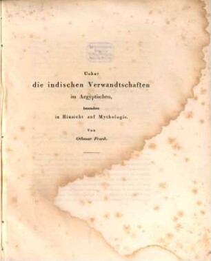 Ueber die indischen Verwandtschaften im Aegyptischen : besonders in Hinsicht auf Mythologie