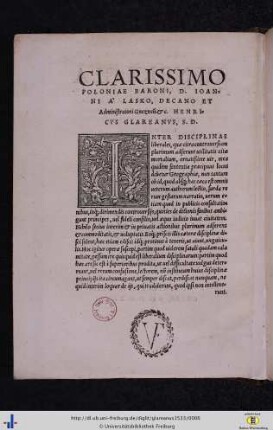 Clarissimo Poloniae Baroni, D. Ioanni A Lasko…