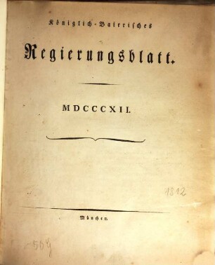 Königlich-Baierisches Regierungsblatt. 1812