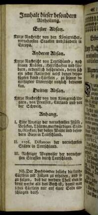 Innhalt dieser besondern Abtheilung.