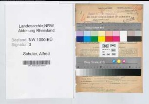 Entnazifizierung Alfred Schuler, geb. 31.07.1906 (Landesinspektor)
