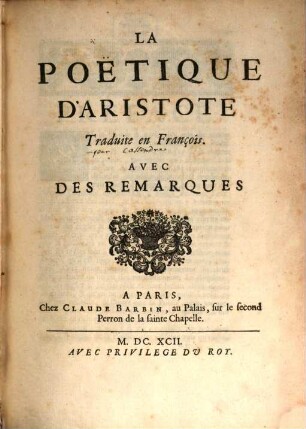 La poetique d'Aristote