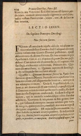 434-446, Lectio LXXXIV. De septimo Praecepto Decalogi. - Lectio LXXXV. De octavo Praecepto Decalogi.