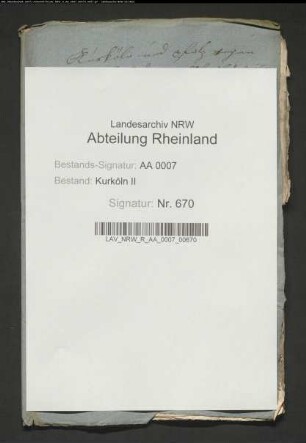Schriftwechsel zwischen Kurköln und Kurpfalz wegen wechselseitiger Zollfreiheit