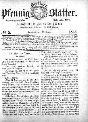 No. 5, Sonnabend, den 27. Januar