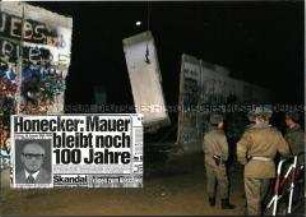 Postkarte zum Abbau der Berliner Mauer