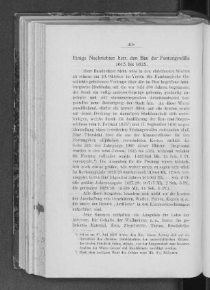 Einige Nachrichten betr. den Bau der Festungswälle 1615 bis 1625.