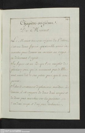 Chapitre seizième. Du Menuet