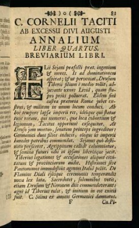 81-144, C. Cornelii Taciti Ab Excessu Divi Augusti Annalium Liber Quartus