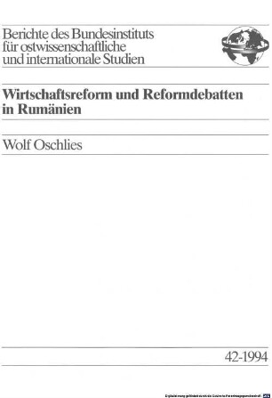 Wirtschaftsreform und Reformdebatten in Rumänien