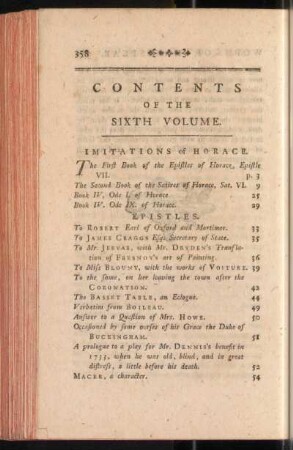 Contents Of The Sixth Volume