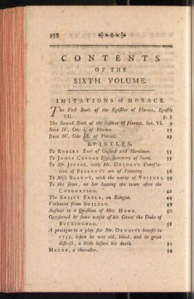 Contents Of The Sixth Volume