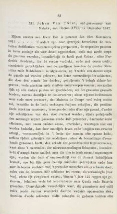 XII. Johan Van Twist, oud-gouverneur van Malaka, ..., 17 December 1642