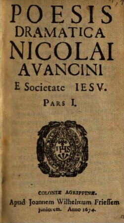 Poesis dramatica Nicolai Avancini e Soc. Jesu, 1