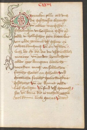 Fleuronnée-Initiale O (mit ergänzten Rankenausläufern, Federzeichnung)