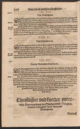 Christlicher und kurtzer unterricht/ Von vergebung der Sünden unnd Seligkeit.