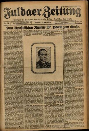 Erste Ausgabe vom Sonntag, den 06. Juni 1926.