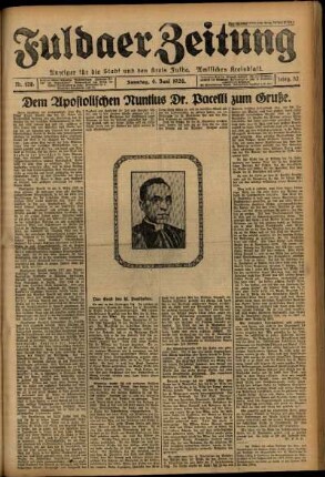 Erste Ausgabe vom Sonntag, den 06. Juni 1926.