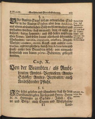 Cap. X. Von der Beambten / als Ambt-Leuten/ Ambts-Verwesern/ Ambt-Schöffer / Ambts-Verwalter/ auch Ambtschreiber Pflicht