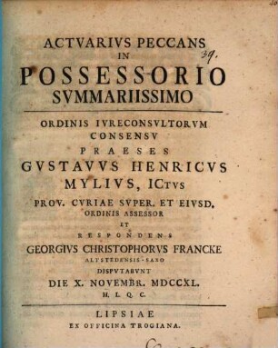 Actuarius peccans in possessorio summariissimo