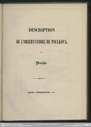 Planches: Description de l'observatoire astronomique central de Poulkova