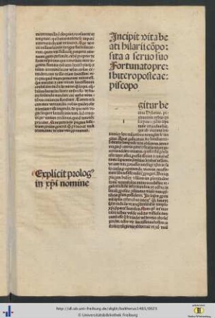 Incipit vita beati hilarii composita a servo suo…