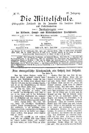 Das evangelische Kirchenlied, ein Schatz der Schule