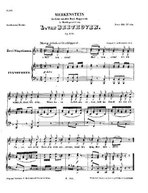 Beethoven's Werke, 226 = Serie 23: Lieder und Gesänge mit Begleitung des Pianoforte. Merkenstein : op. 100