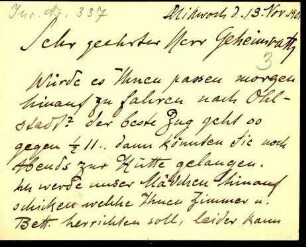 5-10-11-10.0000: Kaulbach, Friedrich August von; diverse Schreiben ff.: Einladung zur Jagd nach Ohlstadt bei Murnau